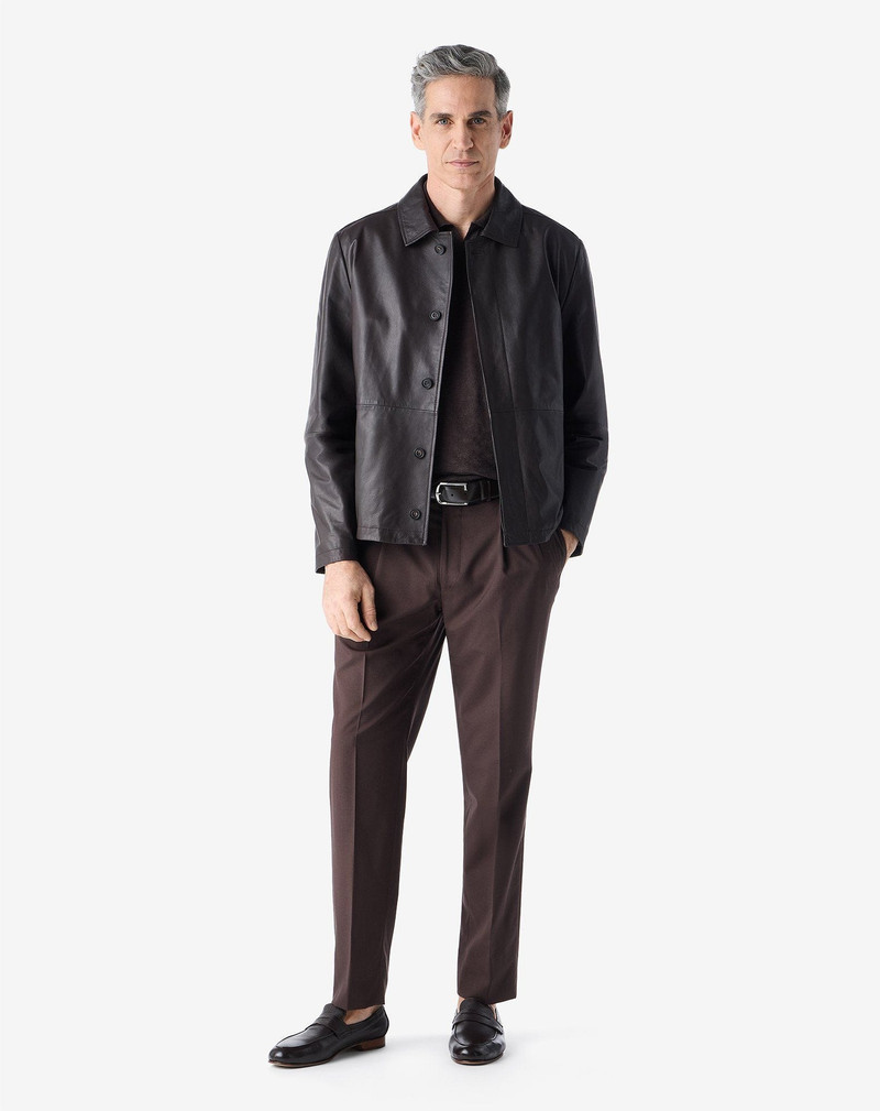 CORNELIANI Brown 160's wool and stretch silk trousers outlook