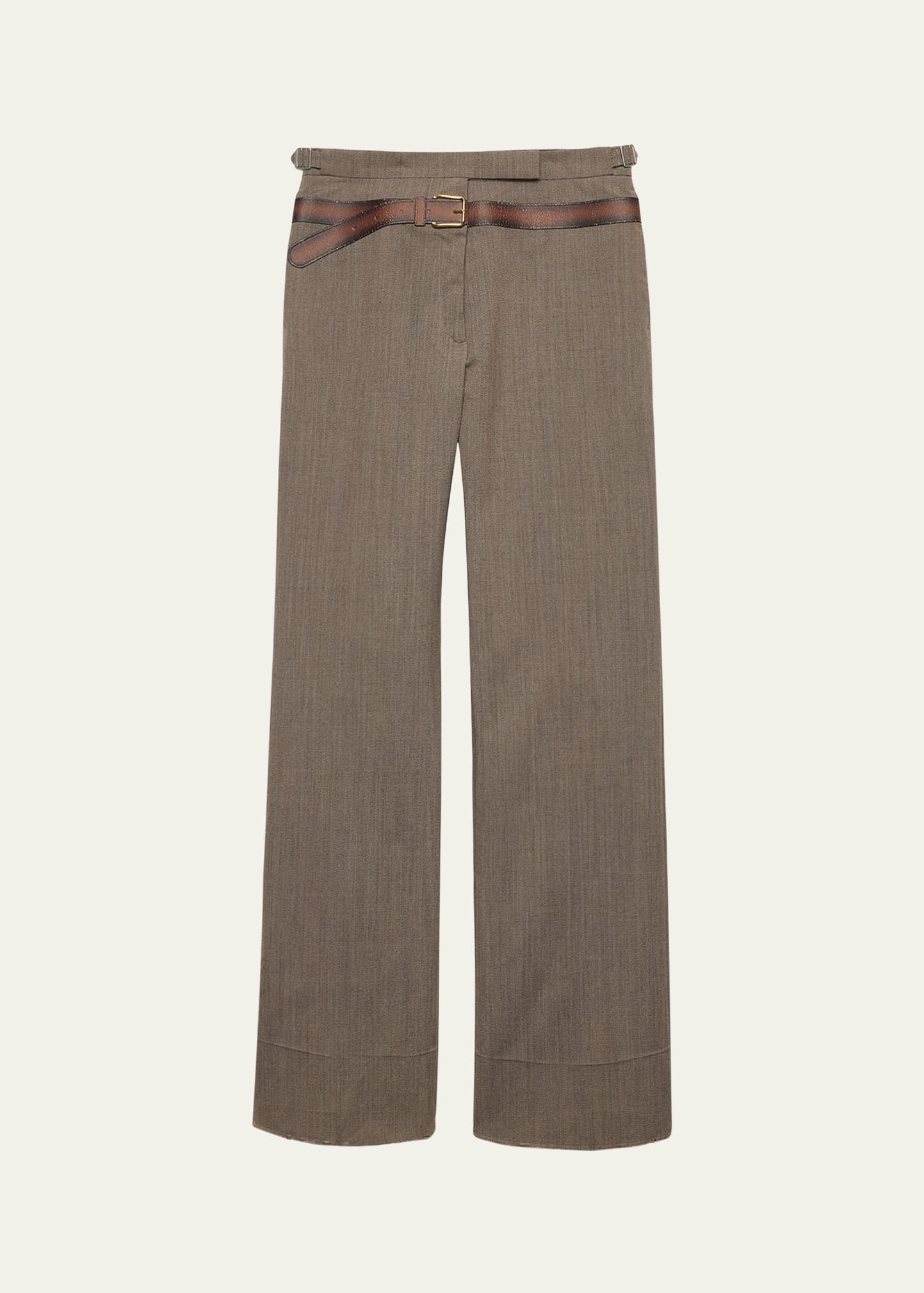 Inset Belt Wool Pants - 1