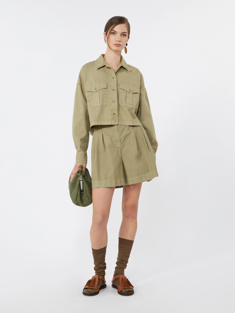 WEEKEND Max Mara Boxy cotton Panama shirt - OLIVE GREEN outlook