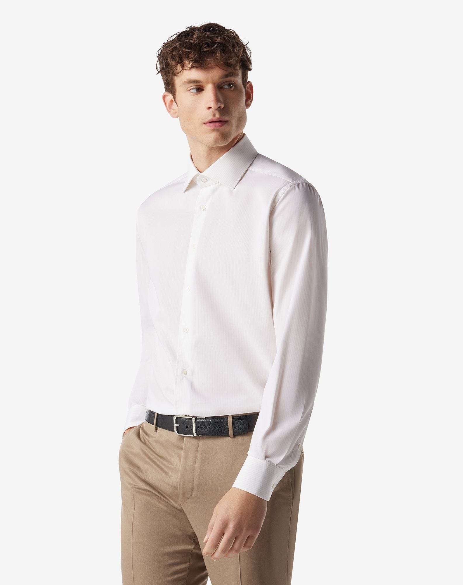 White shirt with beige stripes - 1