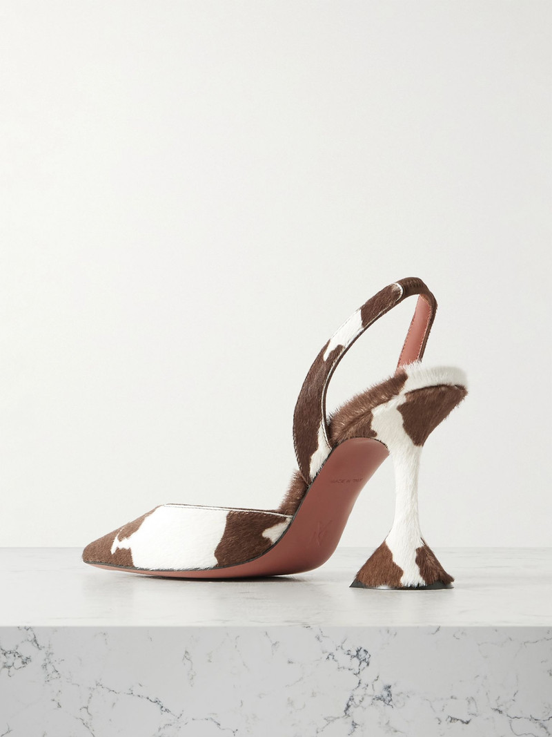 Holli cow-print calf hair slingback pumps Light brown 3