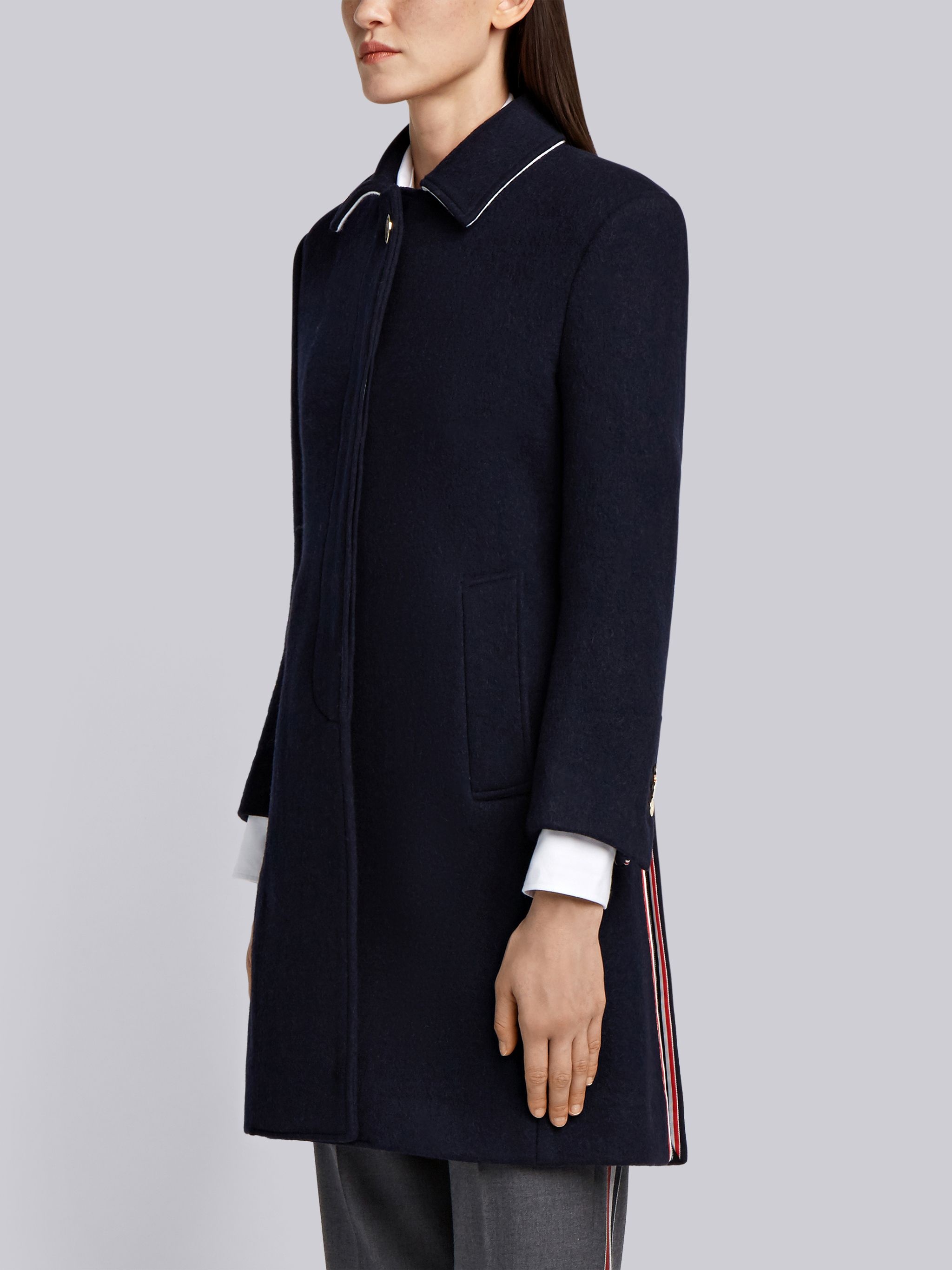 Unlined Stripe Wool Overcoat - 3