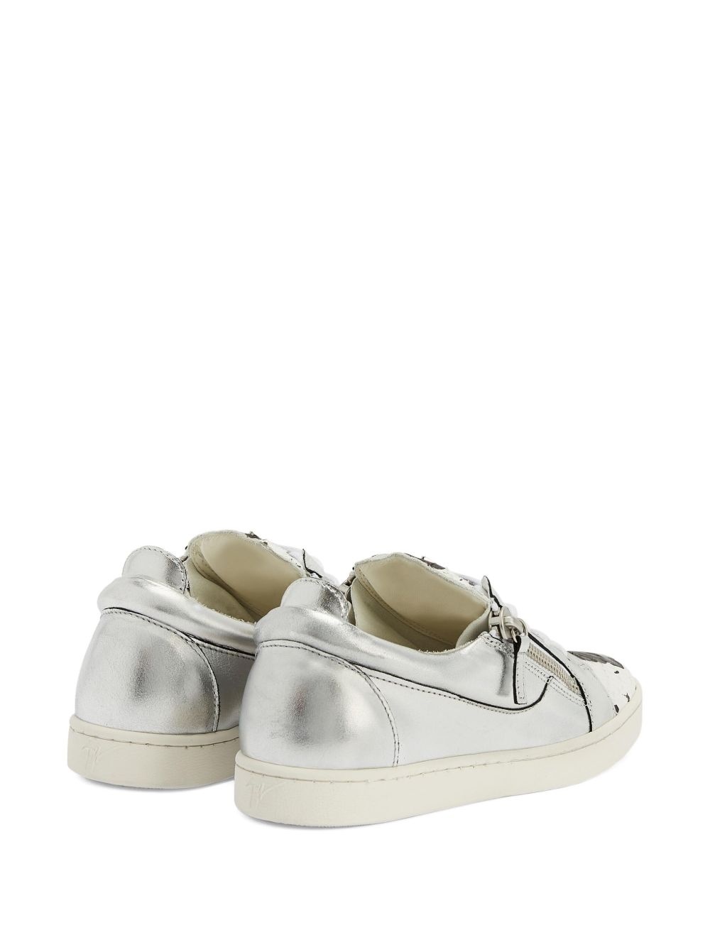 Nicki metallic-effect leather zip-detail sneakers - 3