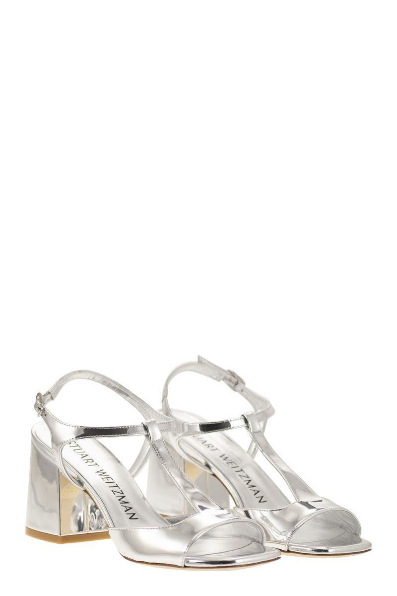 STUART WEITZMAN FLAREBLOCK - MIRRORED LEATHER T-SANDAL - 4