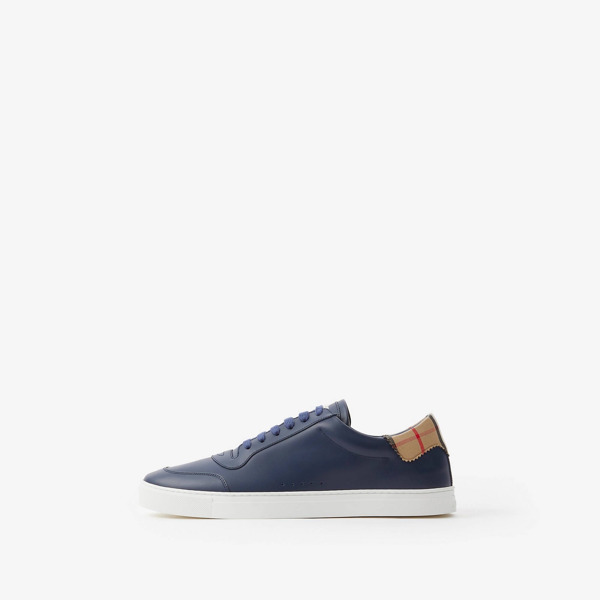 Leather and Check Cotton Sneakers - 5