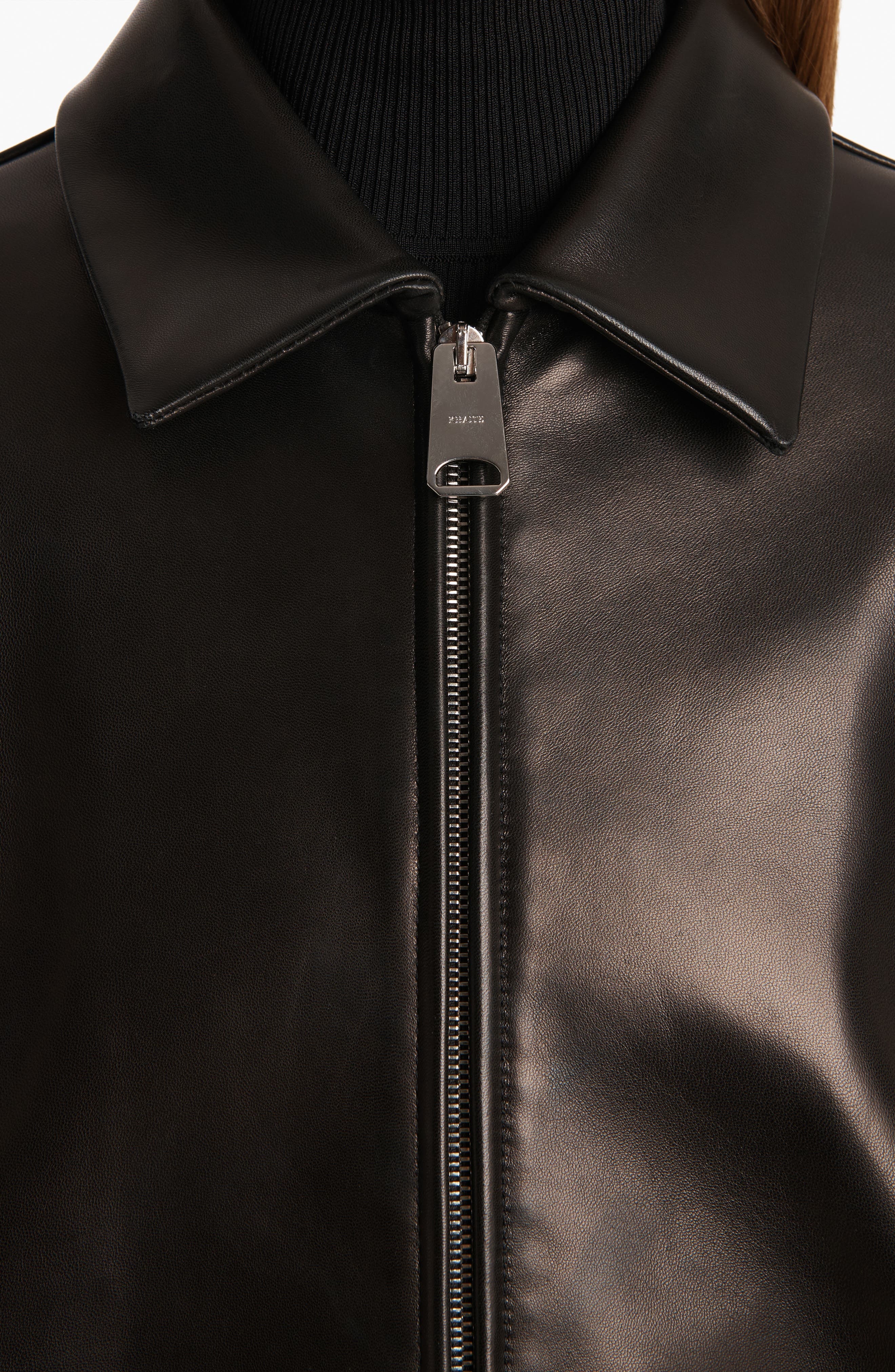 Khaite Jackson Lambskin Leather Jacket in Black at Nordstrom - 4