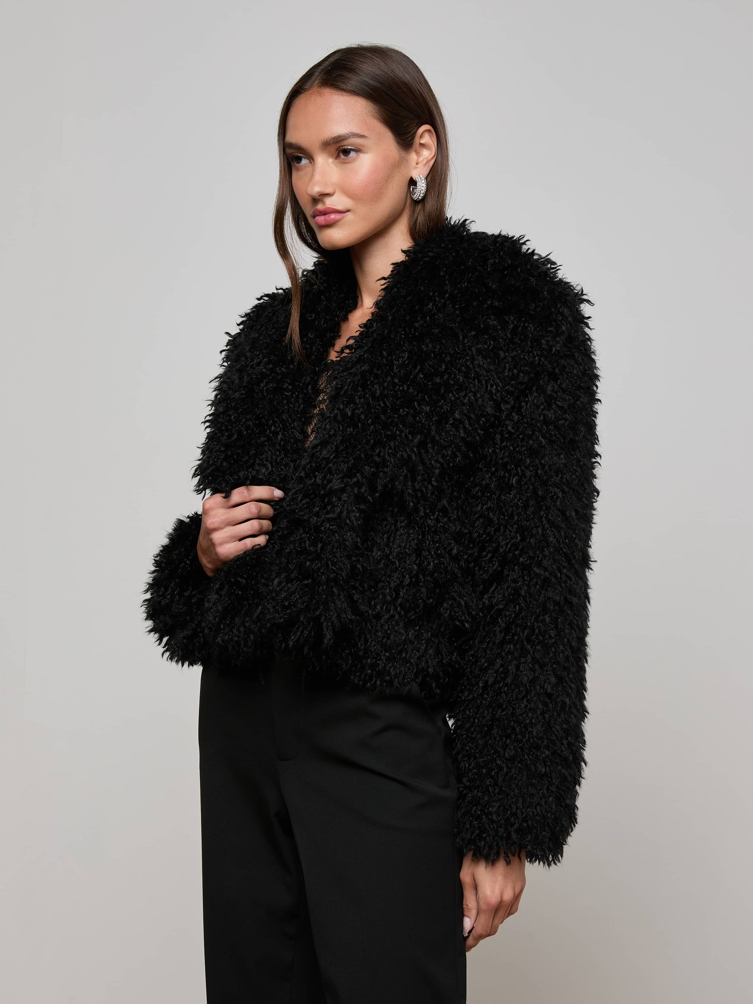 Aura Cropped Faux Fur Jacket - 3