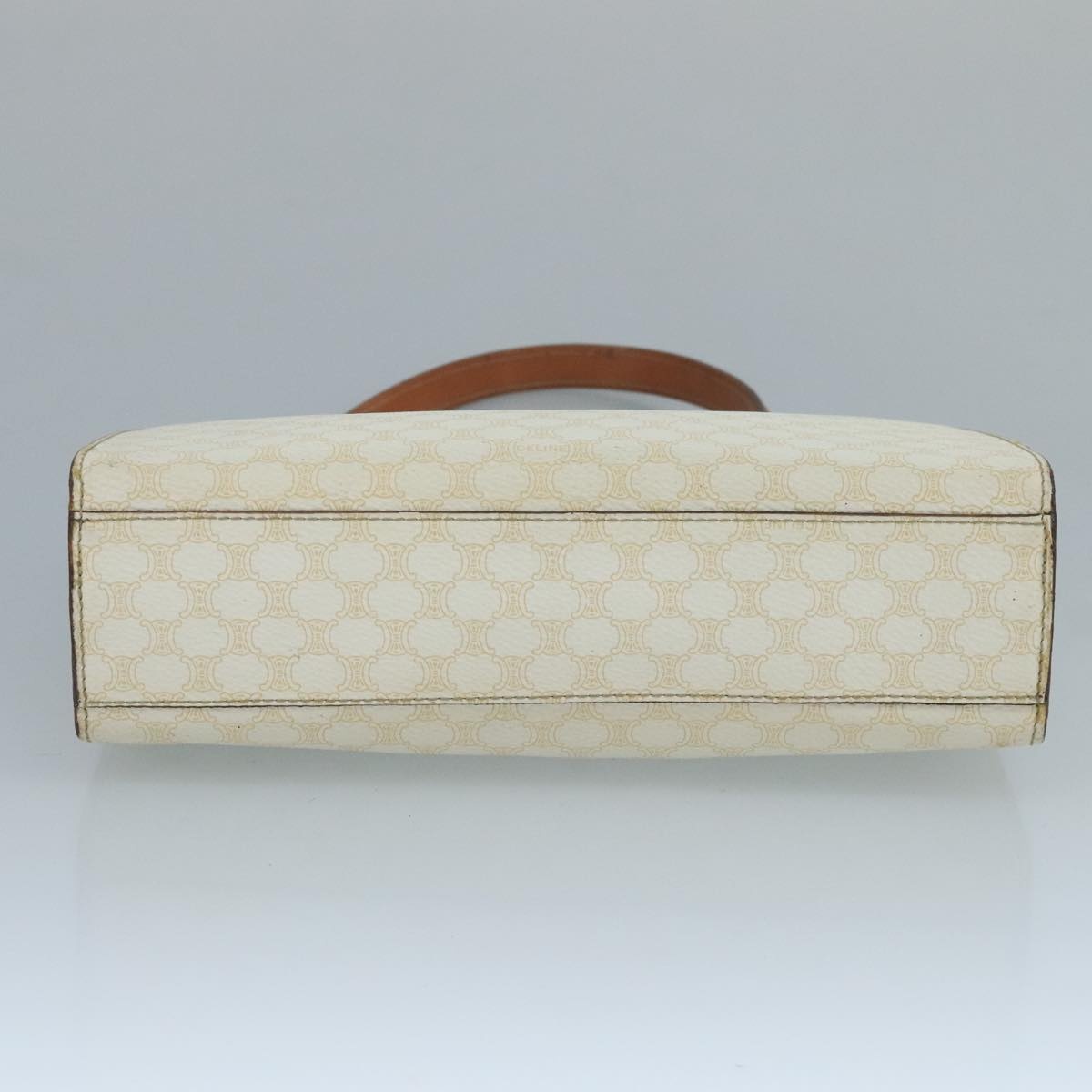 CELINE Macadam Canvas Hand Bag Pvc Leather White Gold - 9