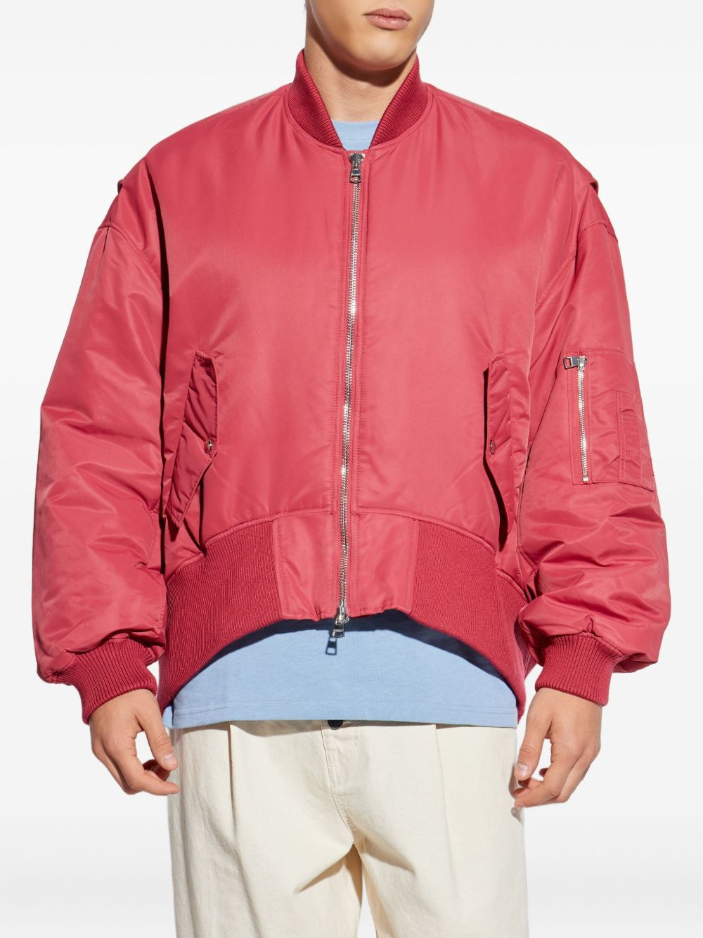 zip-fastening bomber jacket - 3