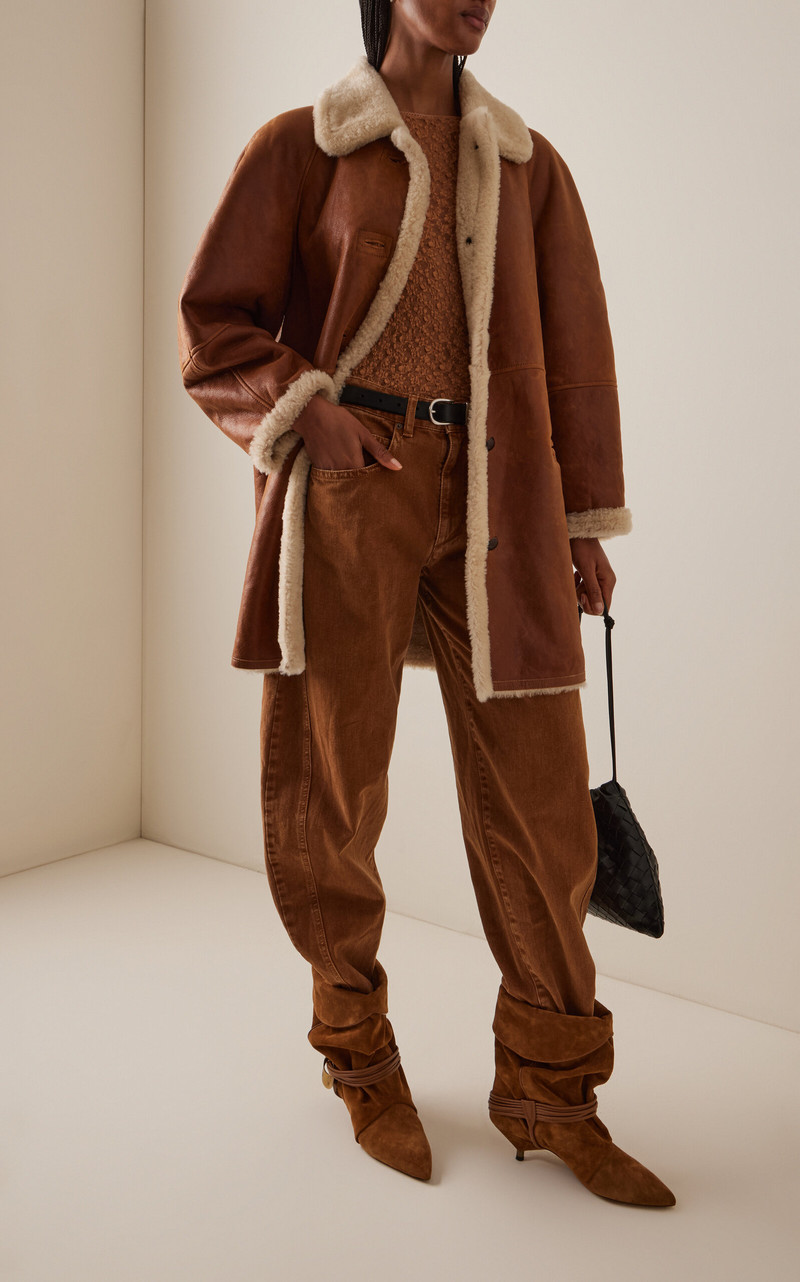 Isabel Marant Oriane Rigid High-Rise Barrel-Leg Jeans brown outlook