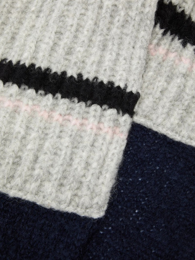 Raf Simons Fair-Isle striped slim alpaca-blend scarf outlook