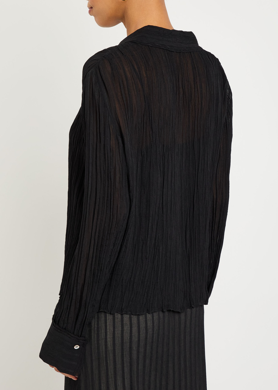 Vince Striped Plissé Chiffon Shirt - 3
