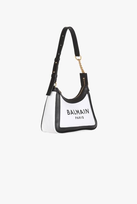 White canvas B-Army bag with black leather panels - 6