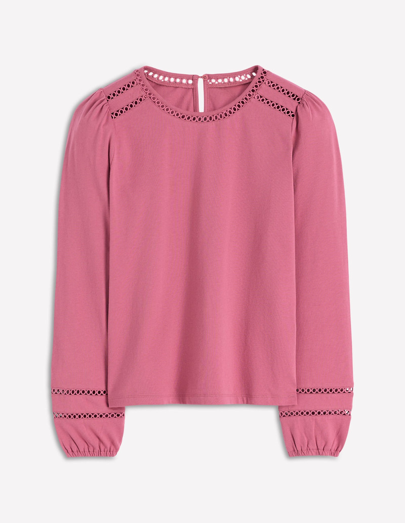 Flo Trim Detail Top-Pink Heather 1