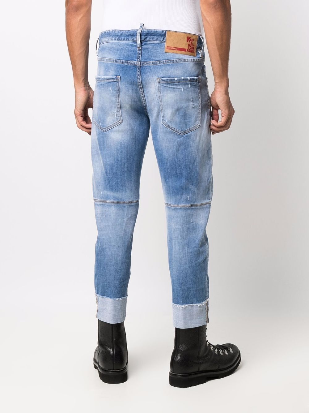 distressed patchwork-style jeans - 4