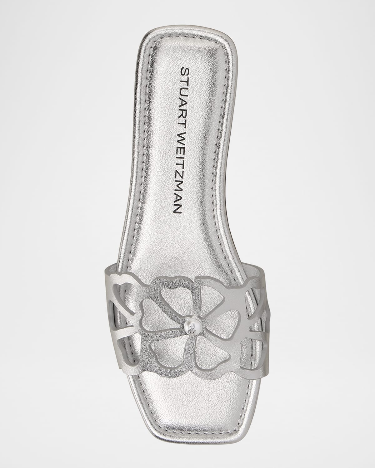 Jasmine Metallic Cutout Flat Slide Sandals - 4