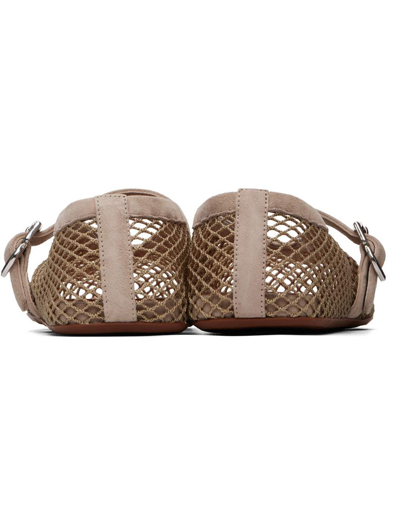 Gray Fishnet Suede Ballerina Flats 2