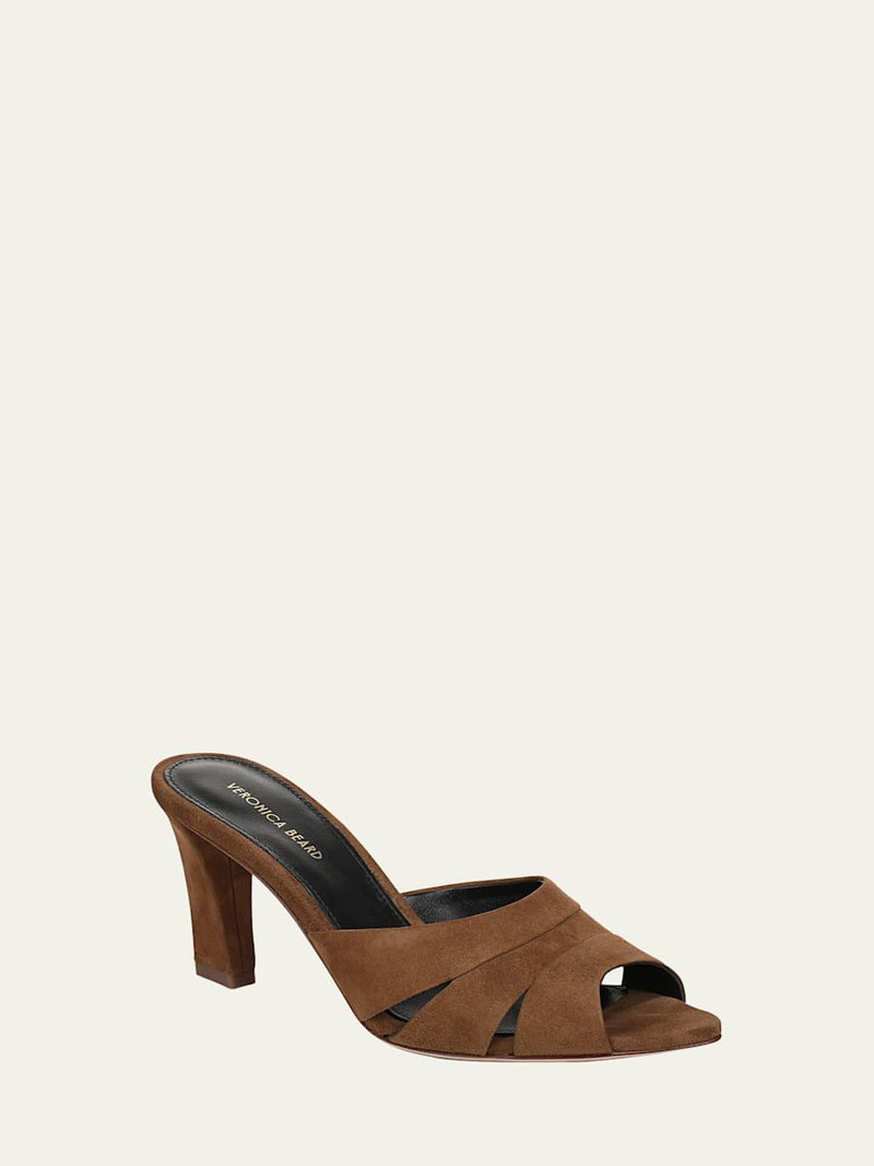 VERONICA BEARD Cassiel Suede Peep-Toe Slide Sandals outlook