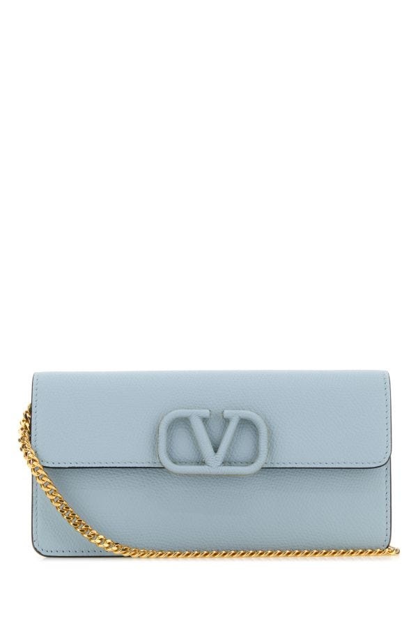 Light blue leather clutch - 1