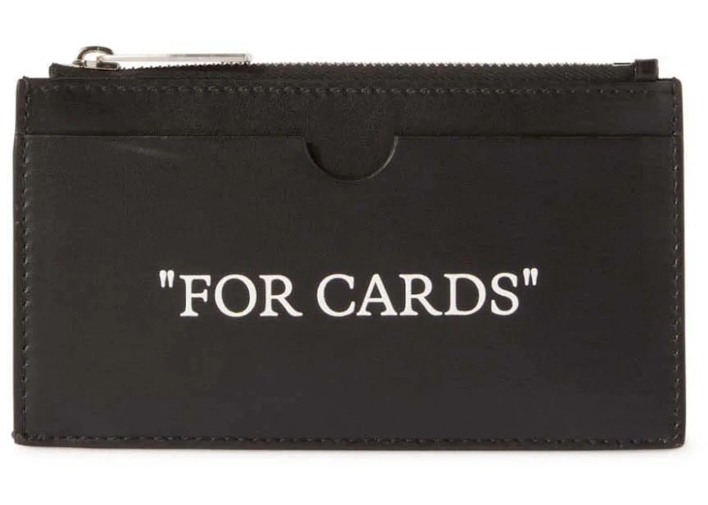 Off-White Quote-Print Leather Cardholder Black - 1