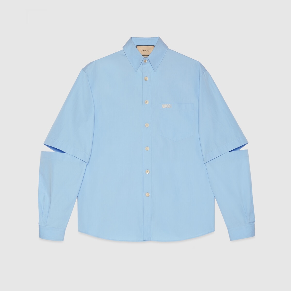 Cotton poplin shirt with embroidery - 1