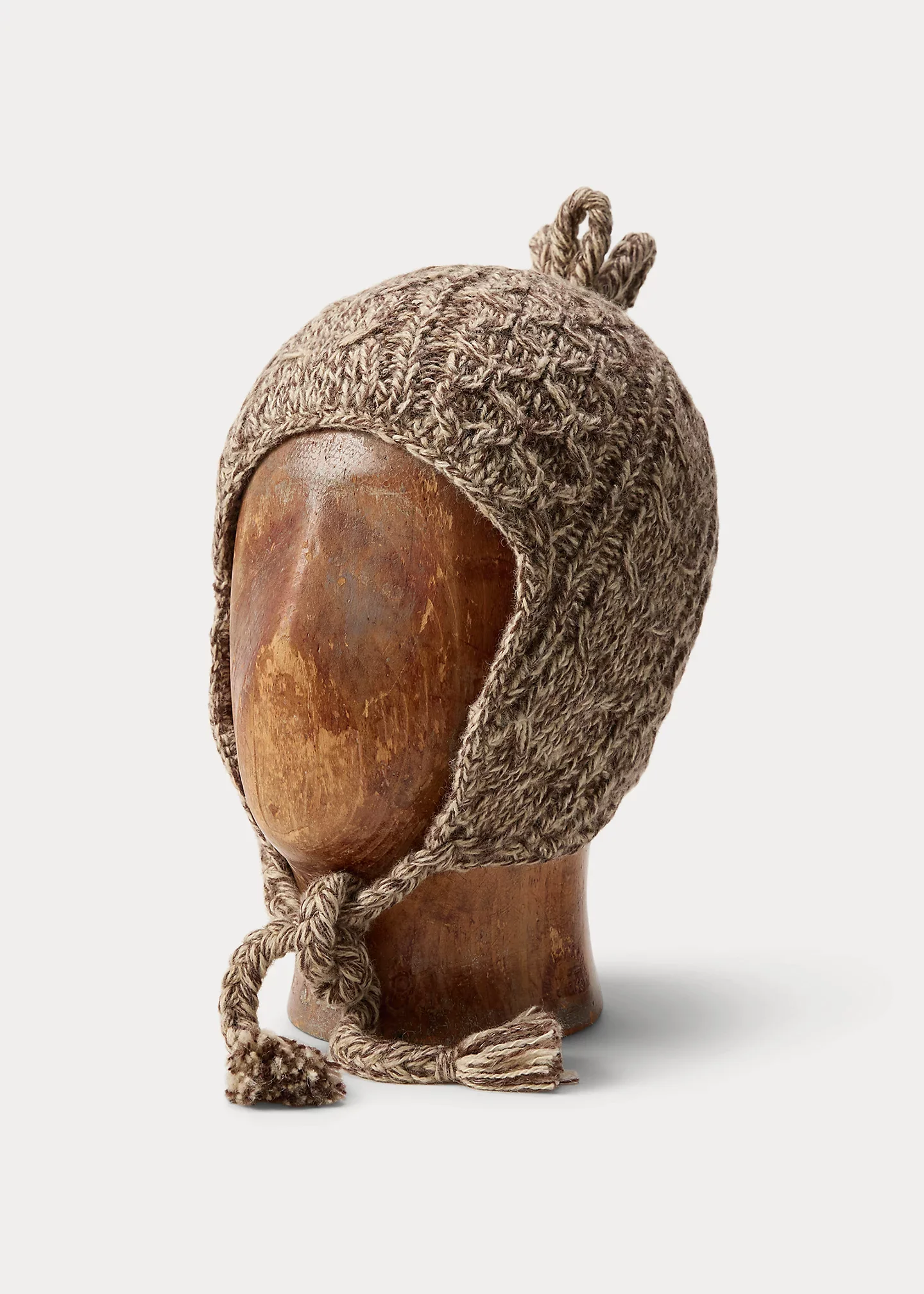 Aran-Knit Wool-Blend Earflap Cap - 1