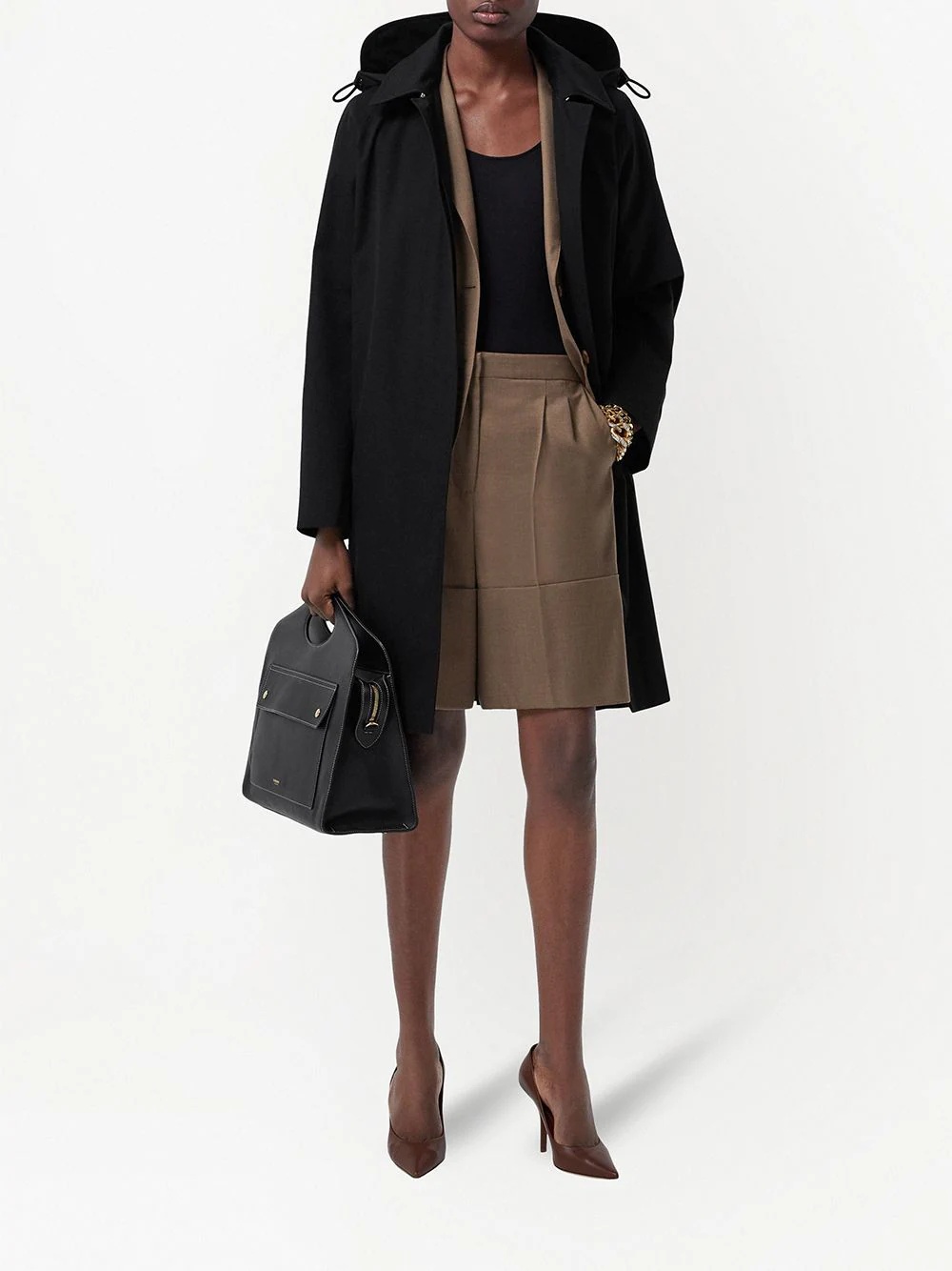 gabardine hooded car coat - 2