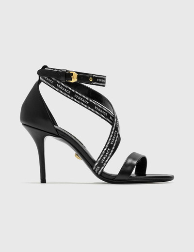 VERSACE Heeled Sandals With Logo Strap outlook