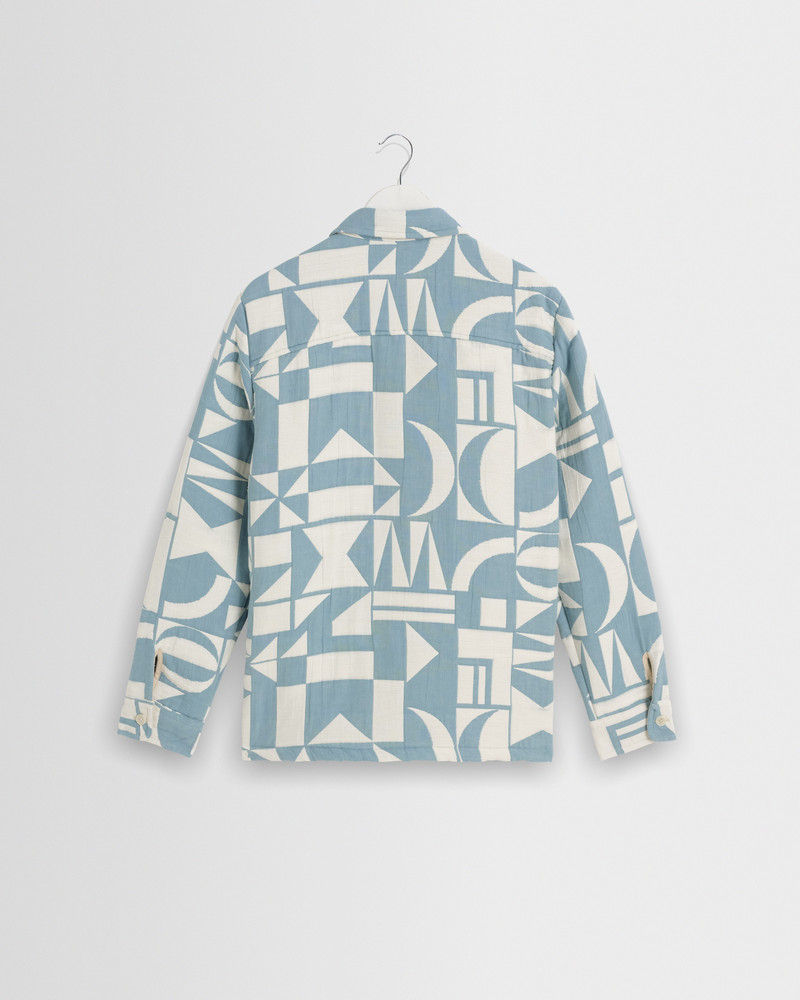 Otto - Light Blue And Ecru Quilted Jacquard Overshirt 8