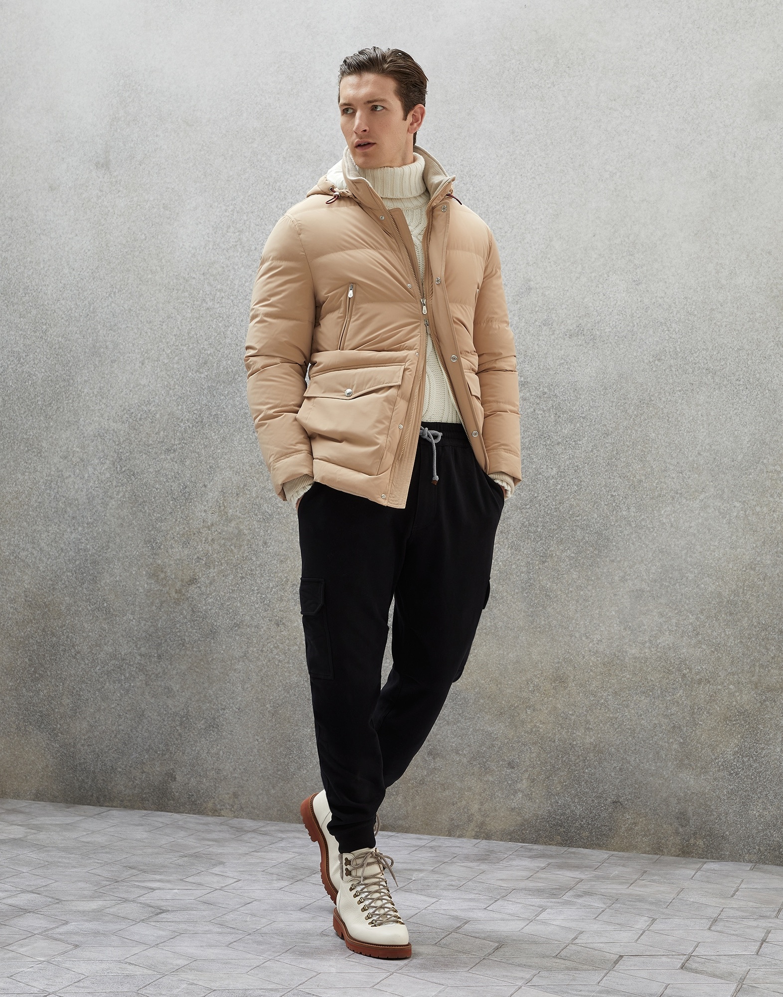 Bonded nylon down coat with detachable hood - 5