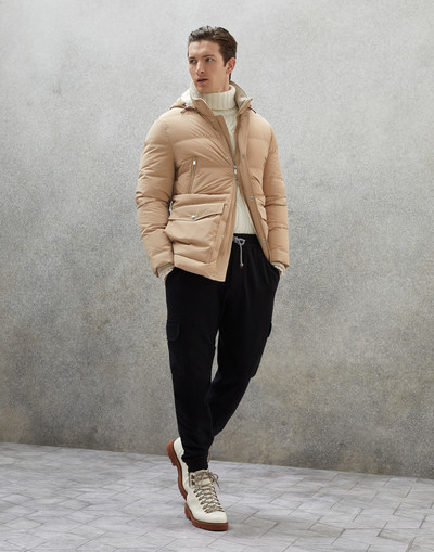 Brunello Cucinelli Bonded nylon down coat with detachable hood outlook