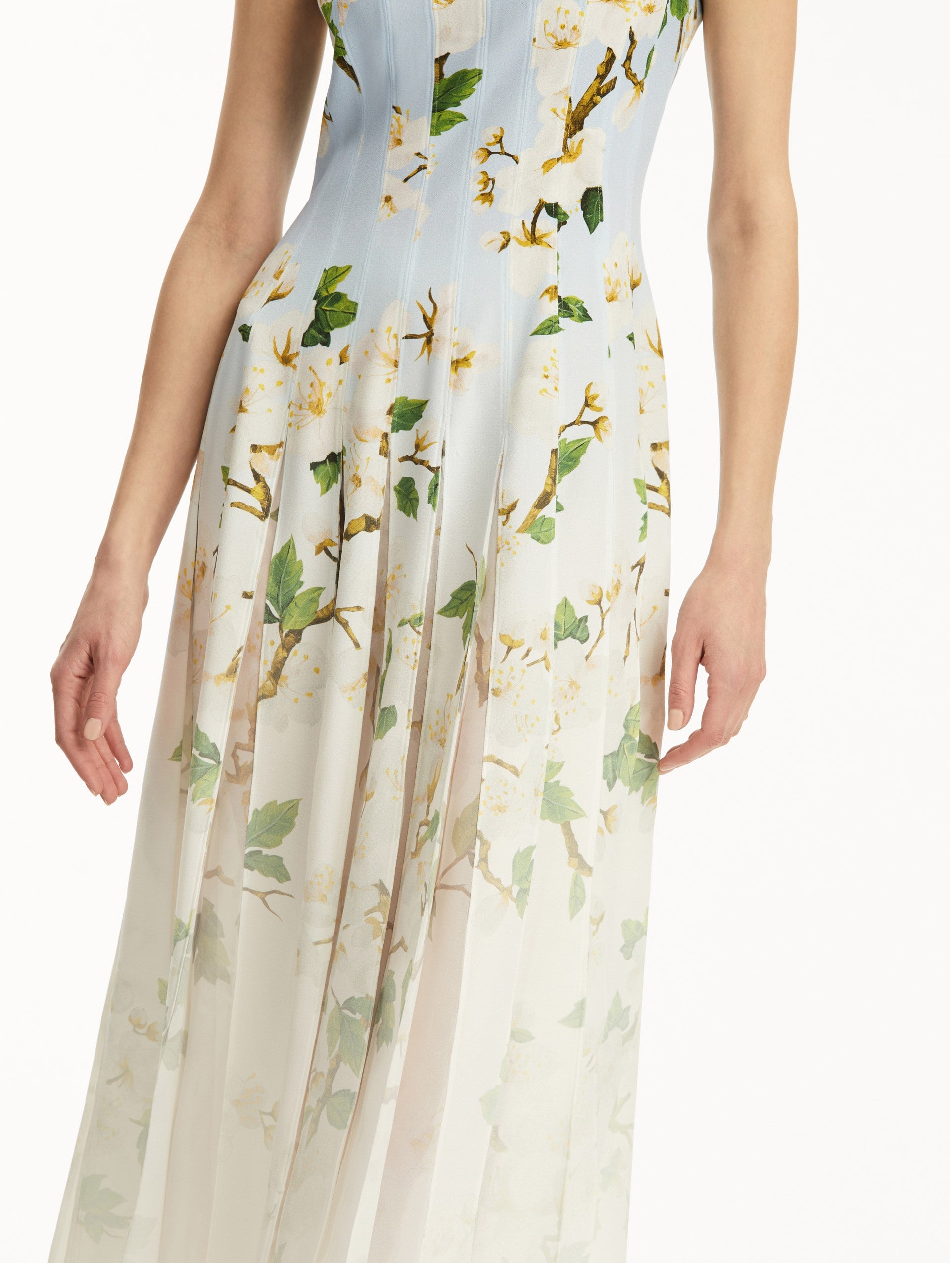 OMBRÉ CHERRY BLOSSOM CADY INSET DRESS - 5