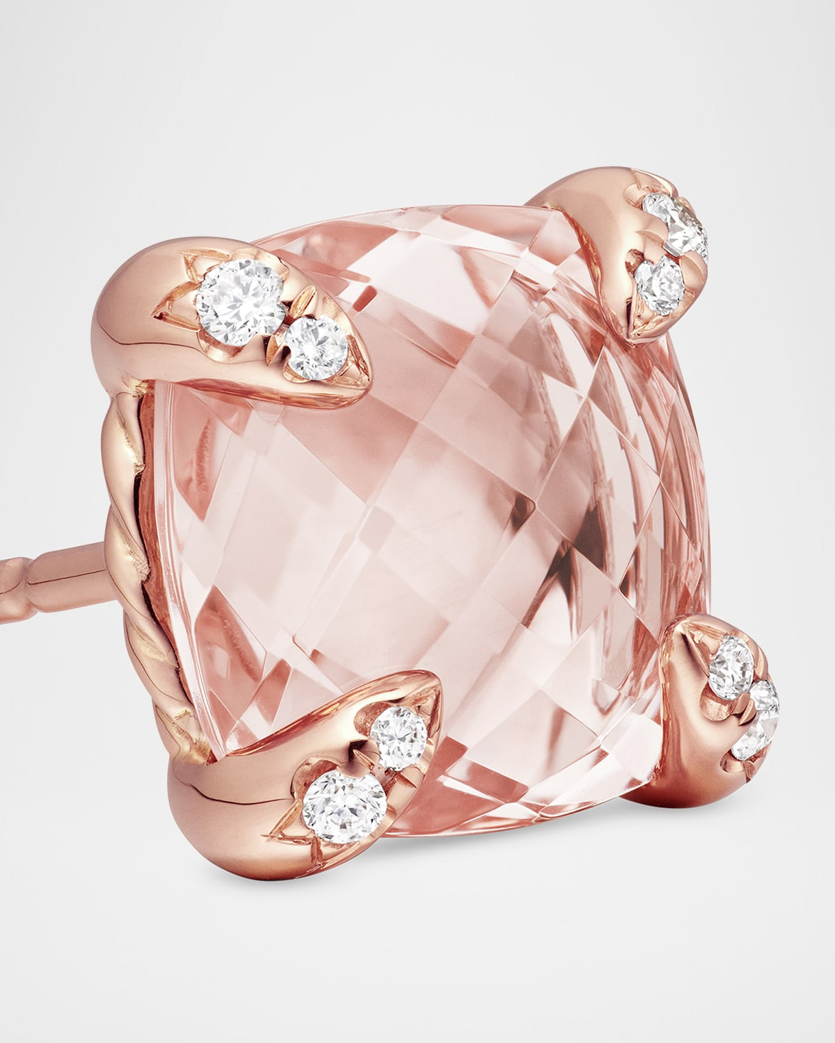 Chatelaine 18k Rose Gold Stud Earrings w/ Morganite - 4