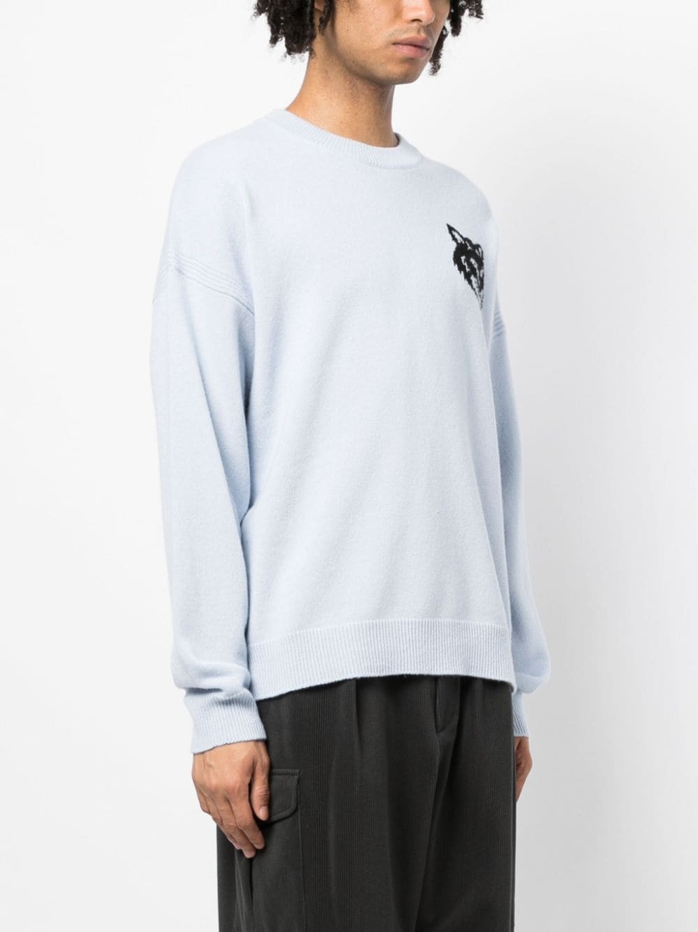 intarsia-knit logo wool jumper - 3