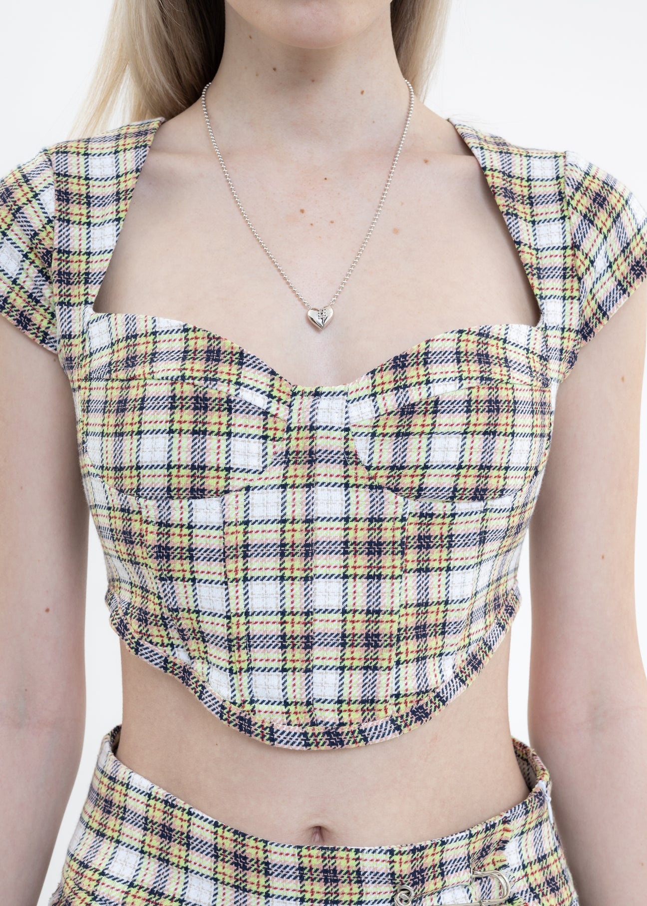 Yellow And Lime Plaid Corset - 4