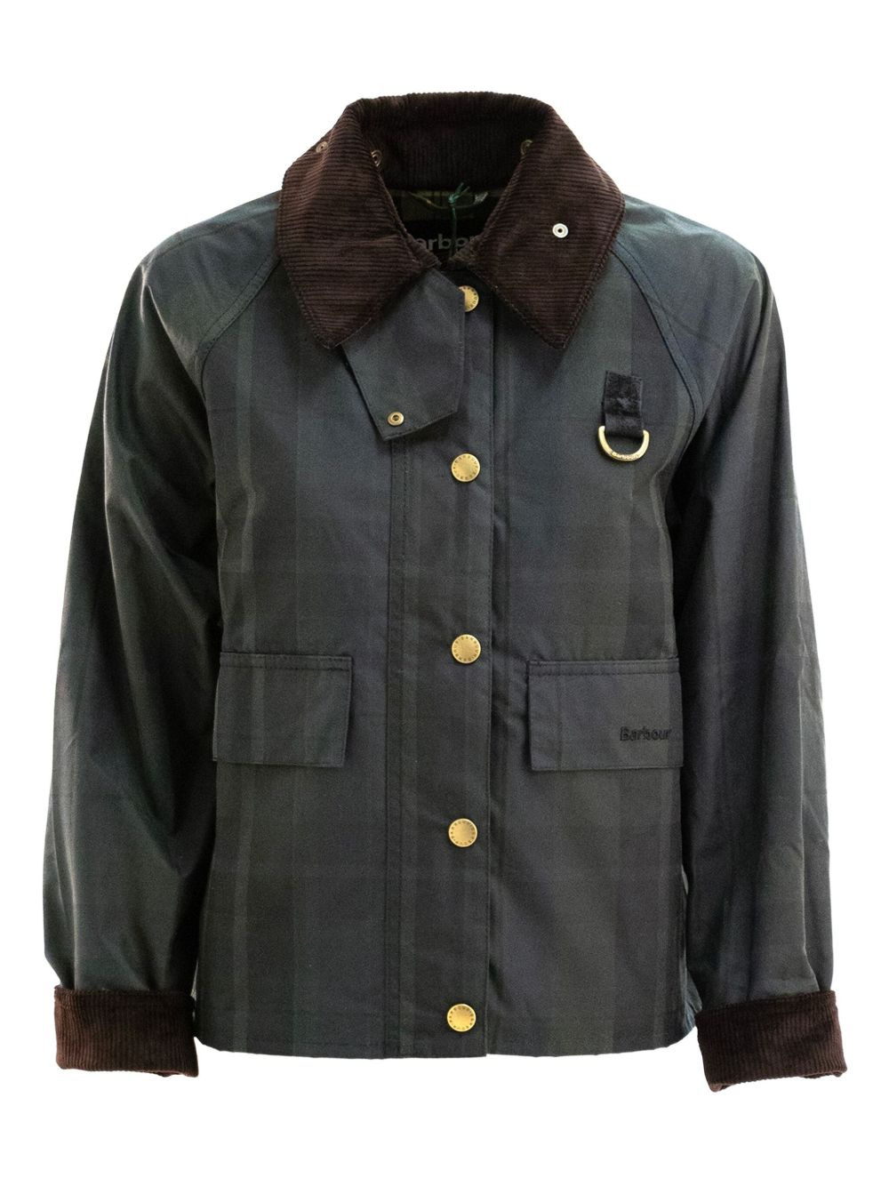checked corduroy-collar jacket - 1