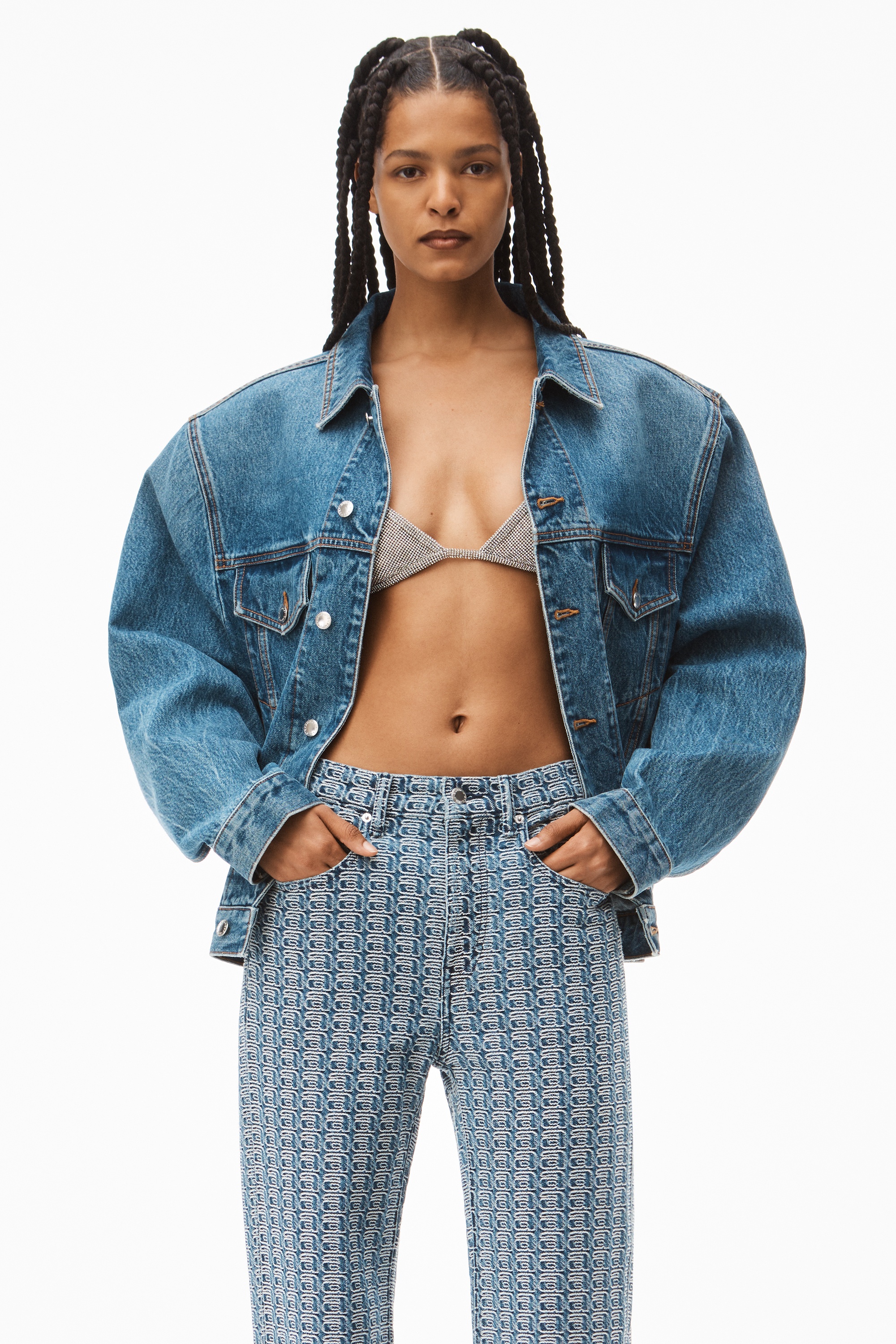 MID RISE JEAN IN LOGO JACQUARD DENIM - 4