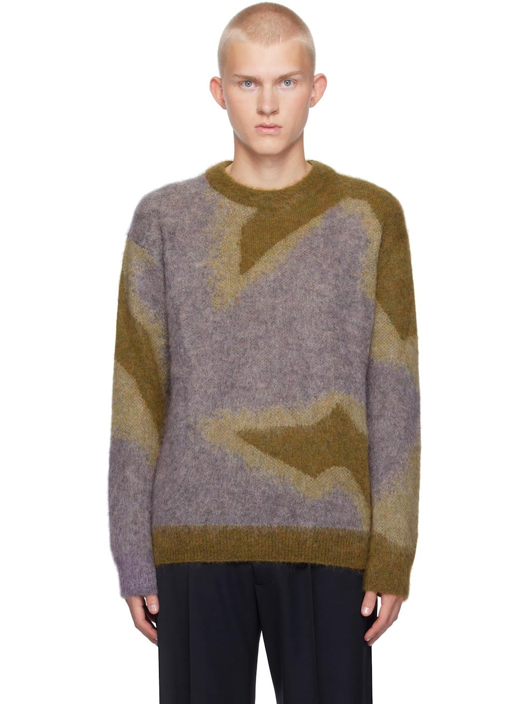 Multicolor Photogram Leaves Mohair-Blend Sweater - 1