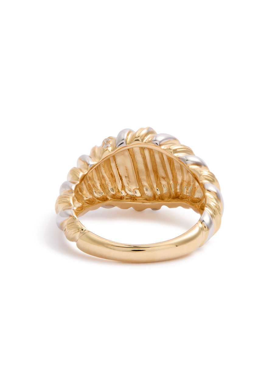 Yvonne Leon Chevalière Gaufrette 9kt Gold and White Gold Ring - 4