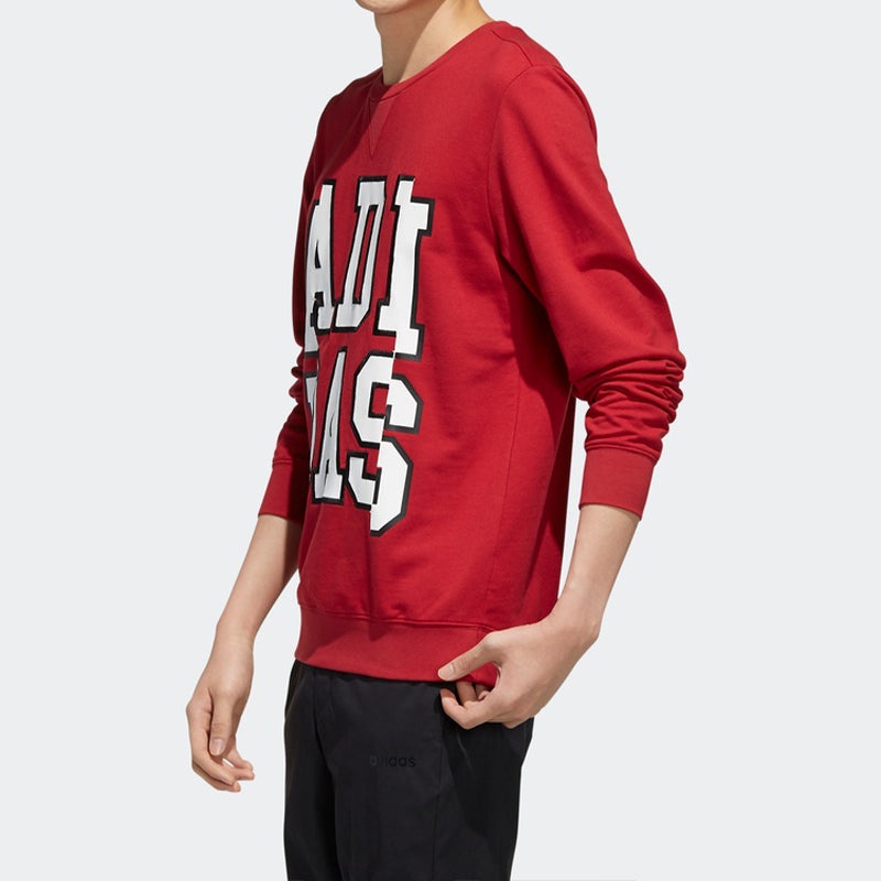 adidas neo Large Logo Printing Round Neck Pullover Red EI6271 - 5