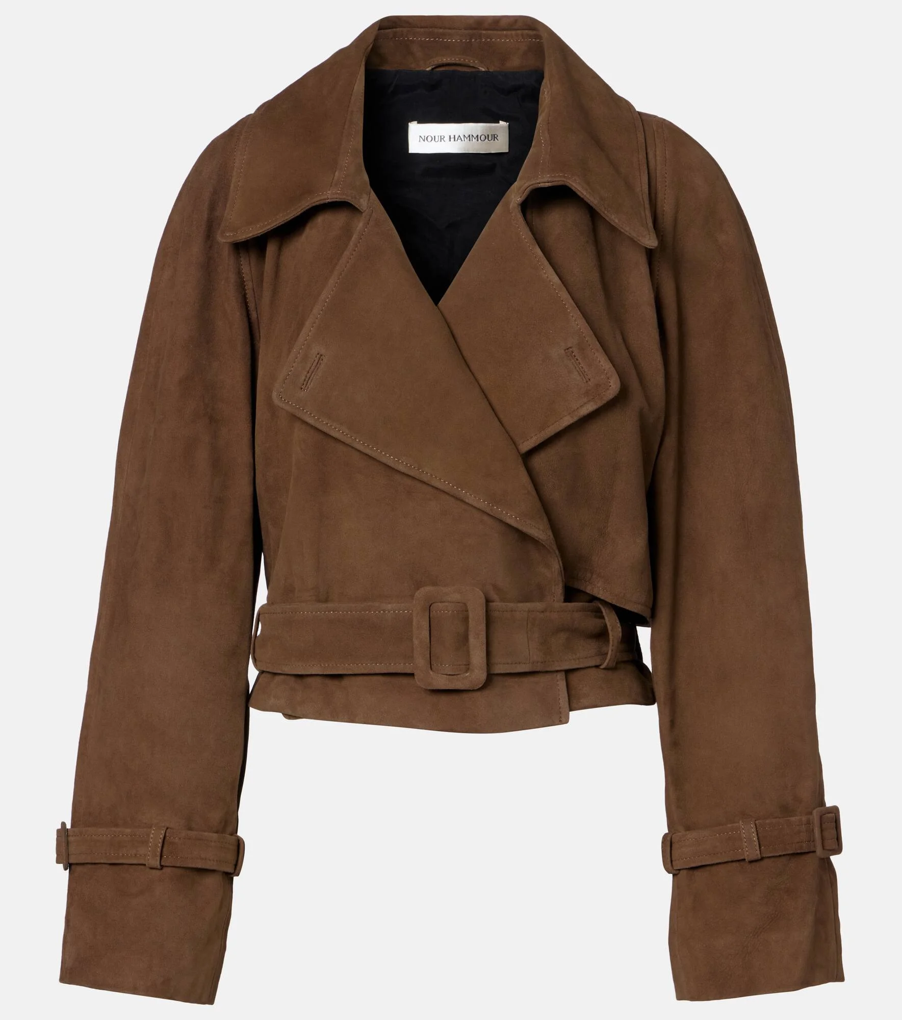 Hatti belted cropped suede trench coat - 1