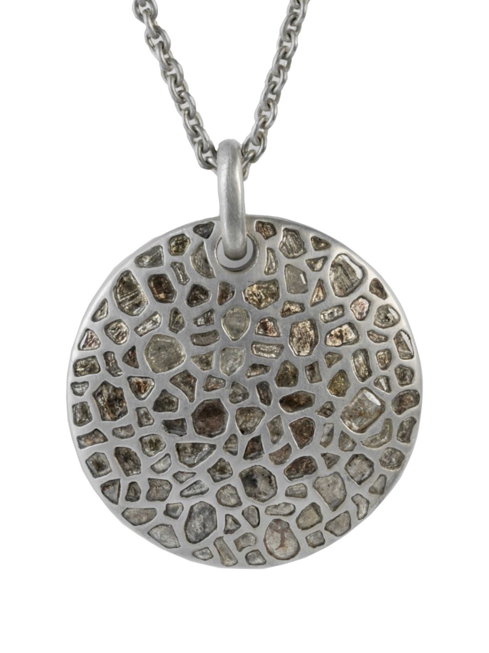 sterling silver Disk diamond necklace - 2