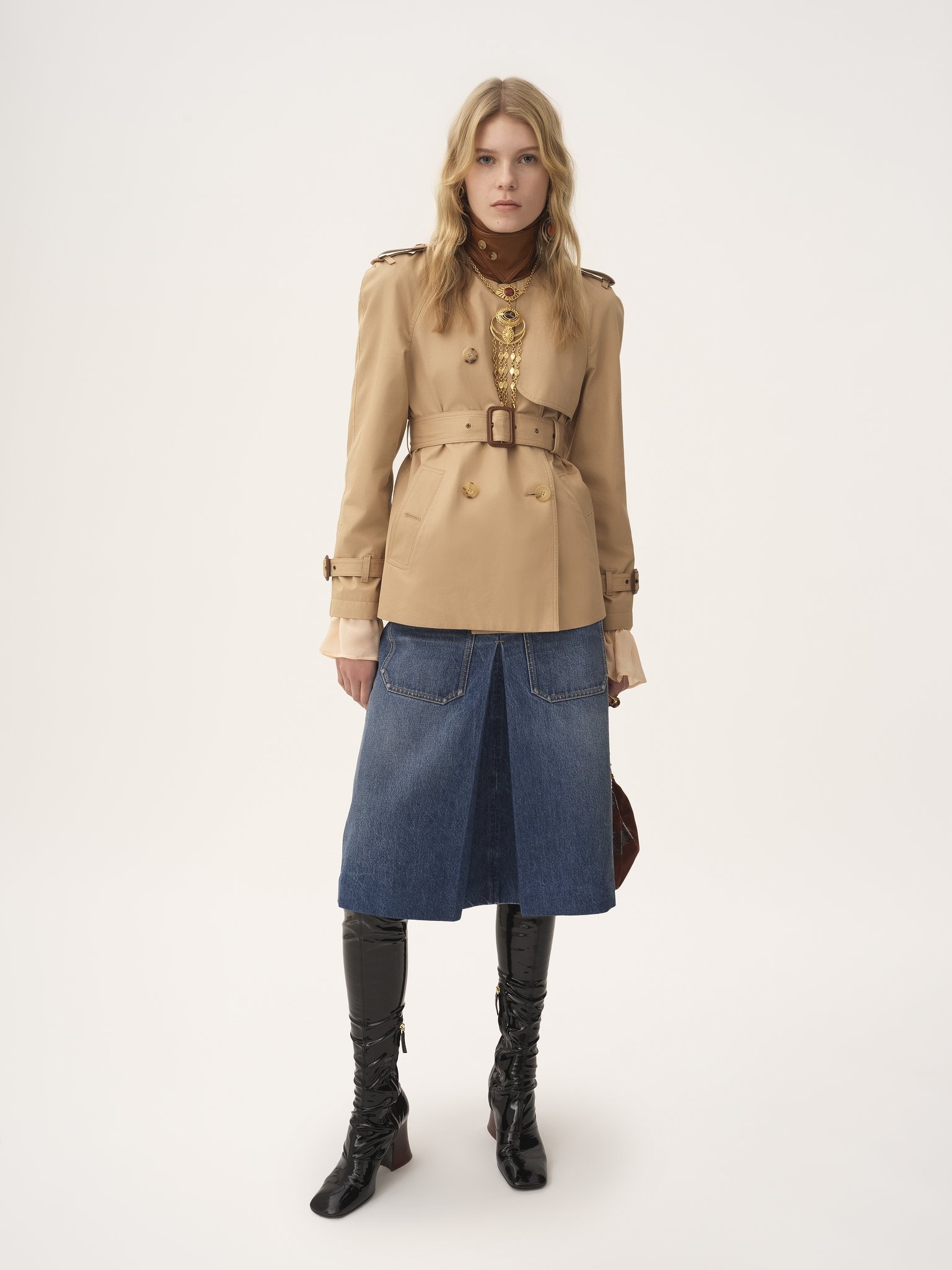 KNEE-LENGTH SKIRT IN DENIM - 8
