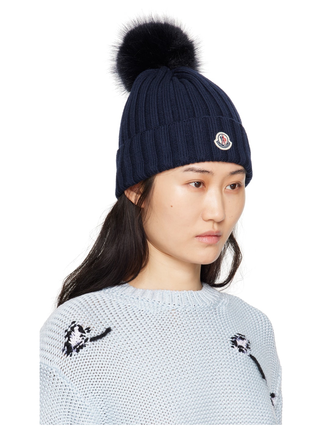 Navy Pom Pom Beanie - 2