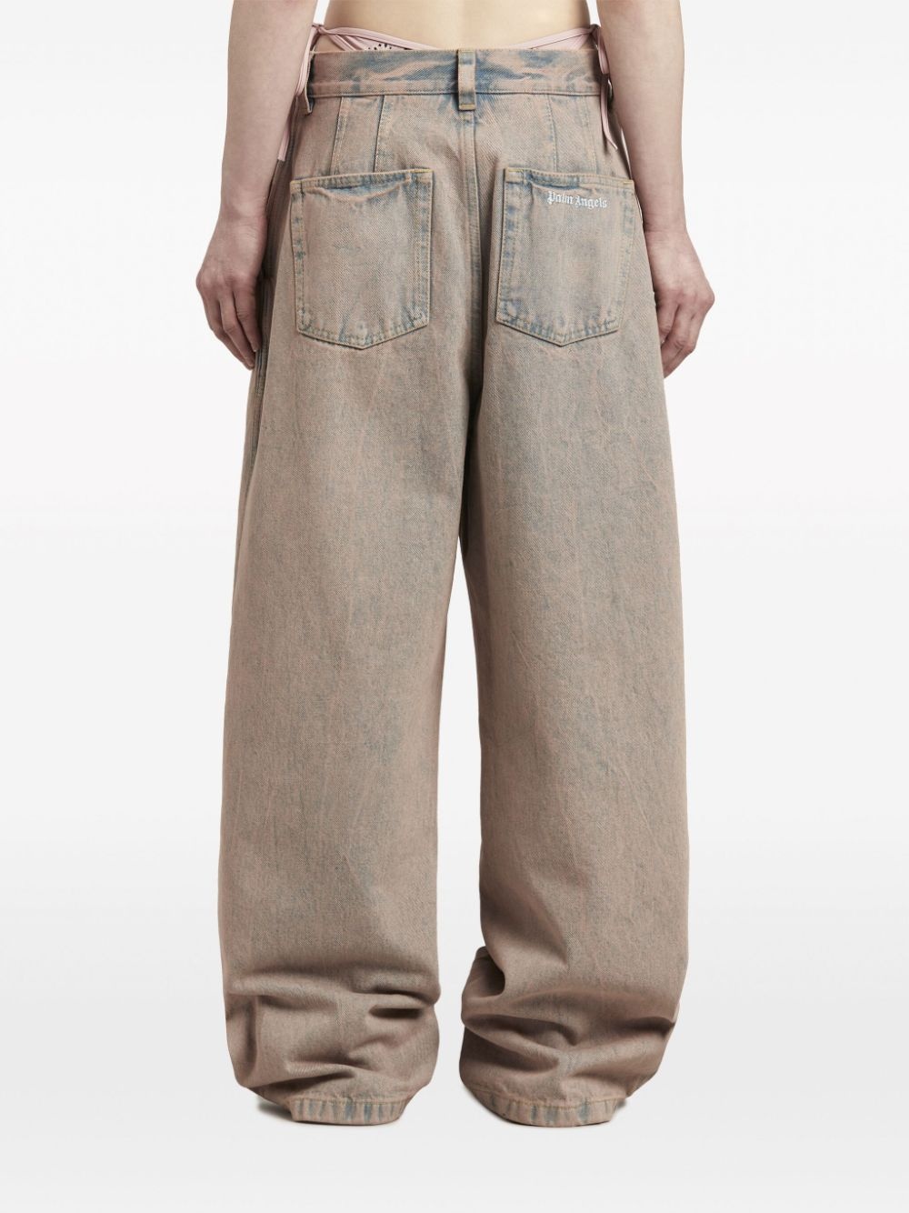 overdyed logo-embroidered wide-leg jeans - 5