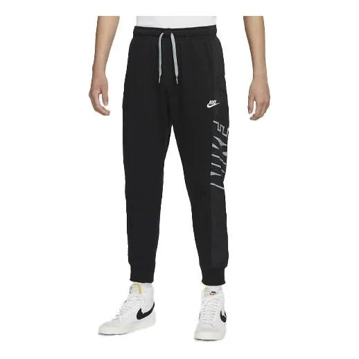 Men's Nike Logo Printing Knit Lacing Bundle Feet Sports Pants/Trousers/Joggers Black DV1361-010 - 1