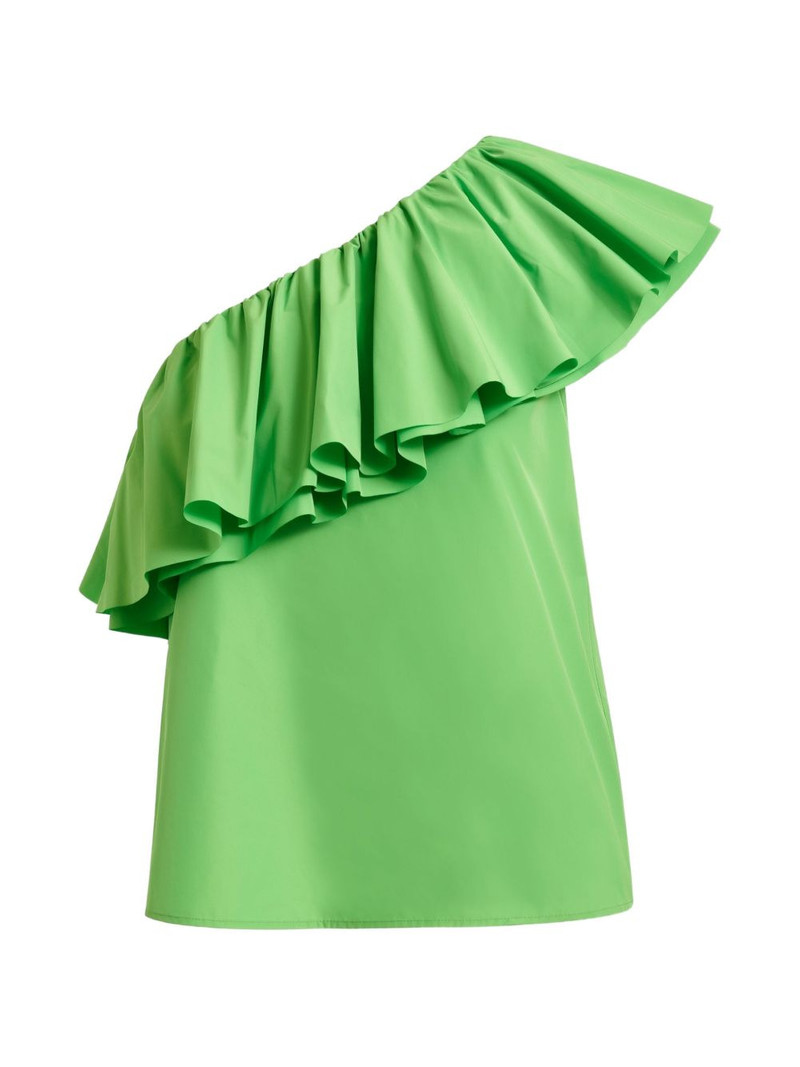 ruffled-detail asymmetric-neck blouse 1