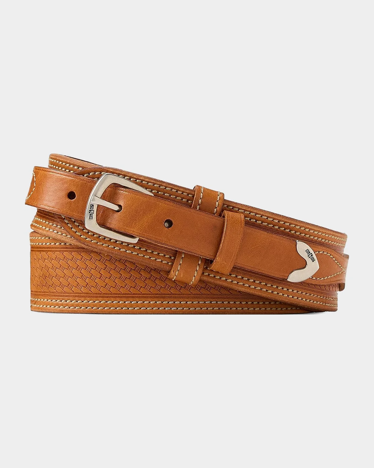Men's Topstitched Leather Belt - 1