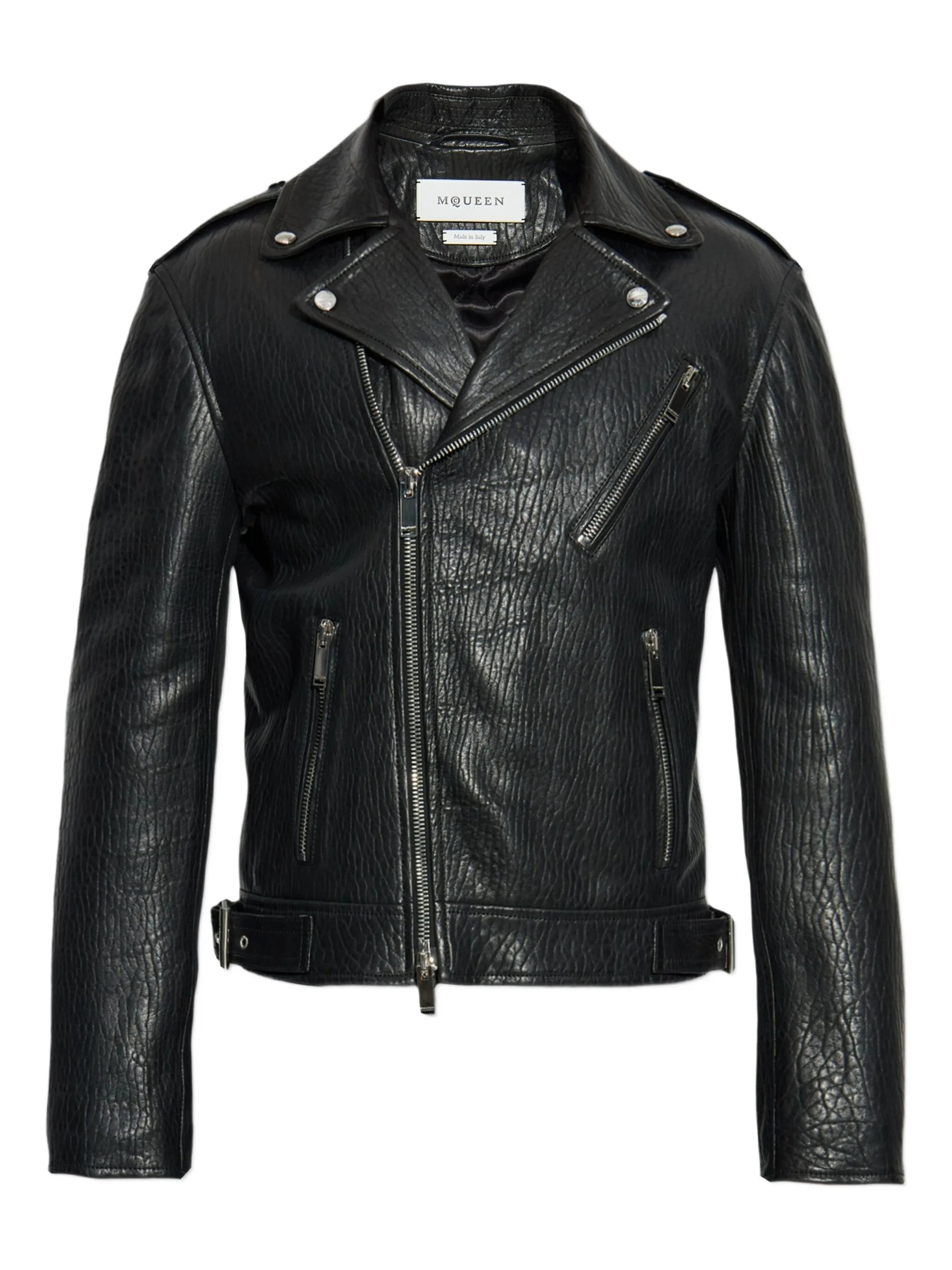 Alexander Mcqueen Textured Leather Biker Jacket - 1