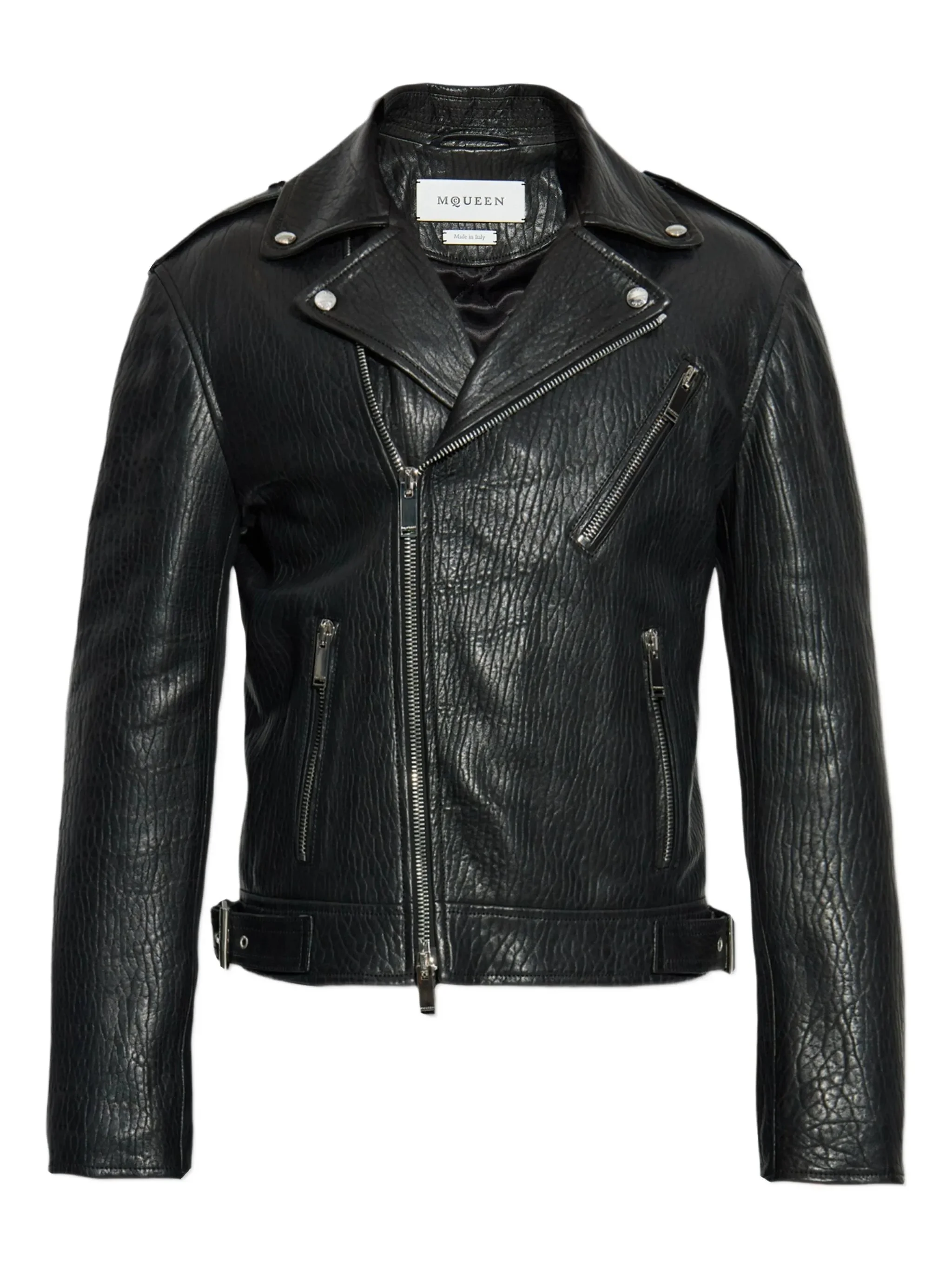 Alexander Mcqueen Textured Leather Biker Jacket - 1